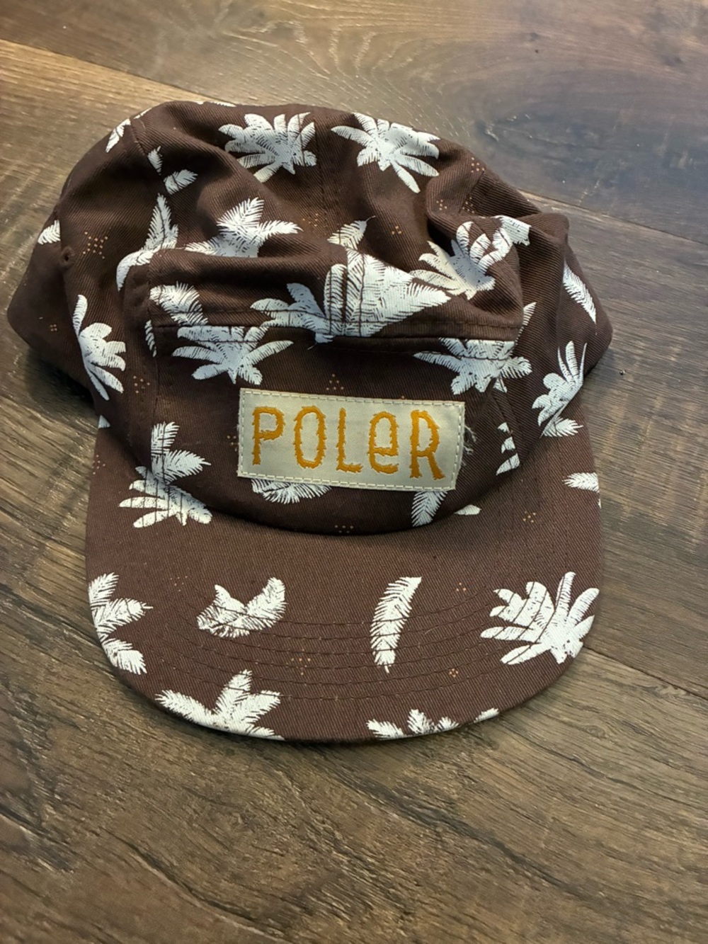 Poler Kids Brown Hat with White Palm Print